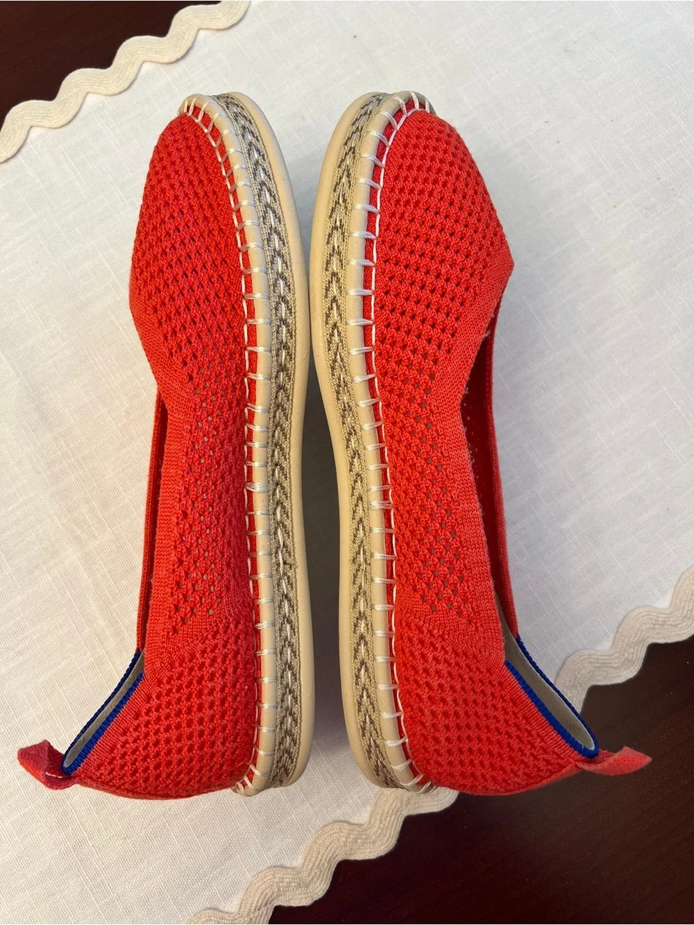 Rothy's Bright Red Knit Espadrille Flats 7.5 woman’s ballet style shoe